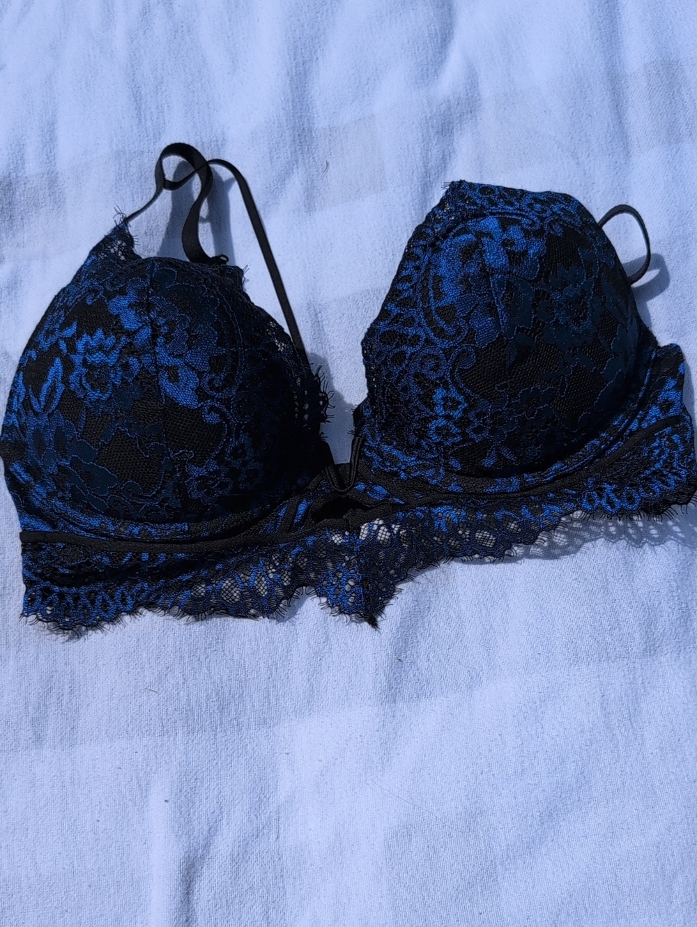 La SENZA Black & Blue Lace Push-Up Bra 36B
